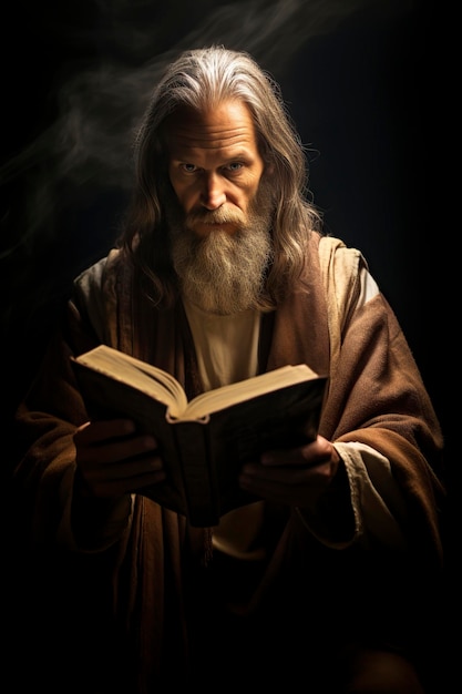 hombre con una Biblia abierta leyendo