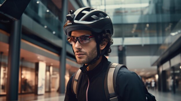 Un hombre en bicicleta por una calle de la ciudad