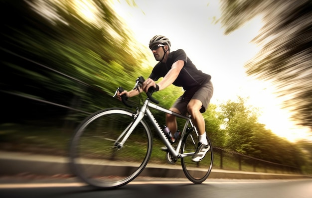 Foto hombre en bicicleta ilustración ai generativexa