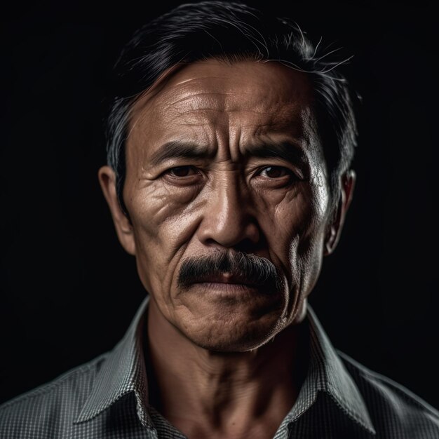 Foto un hombre con bigote y fondo negro