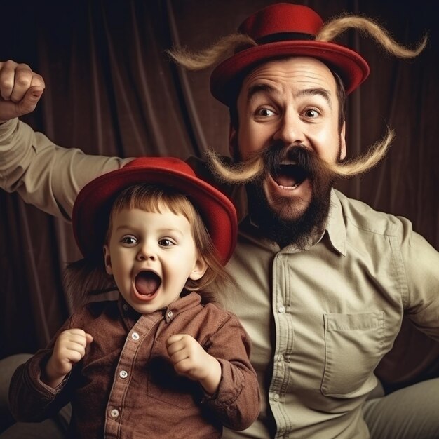 Un hombre con bigote y un sombrero rojo con la palabra leche en él.