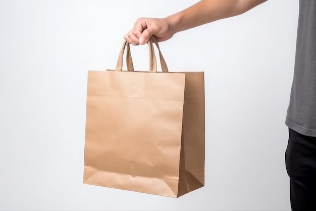 Hombre bolsa de papel papel persona de compras Generar Ai