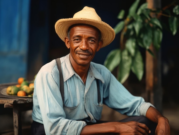 Hombre brasileño de principios del siglo XX, fotografía antigua coloreada