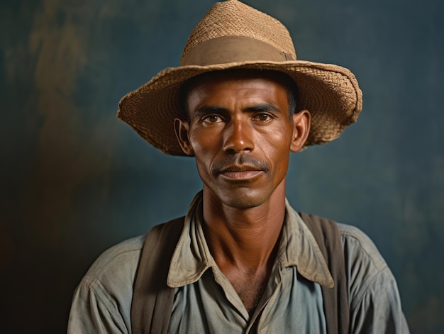 Hombre brasileño de principios del siglo XX, fotografía antigua coloreada