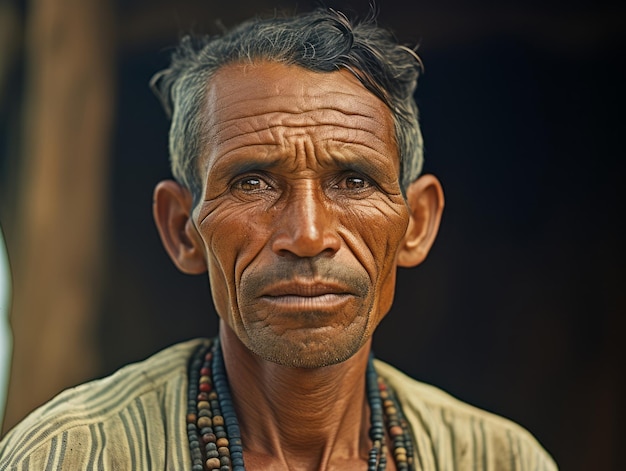 Hombre brasileño de principios del siglo XX, fotografía antigua coloreada