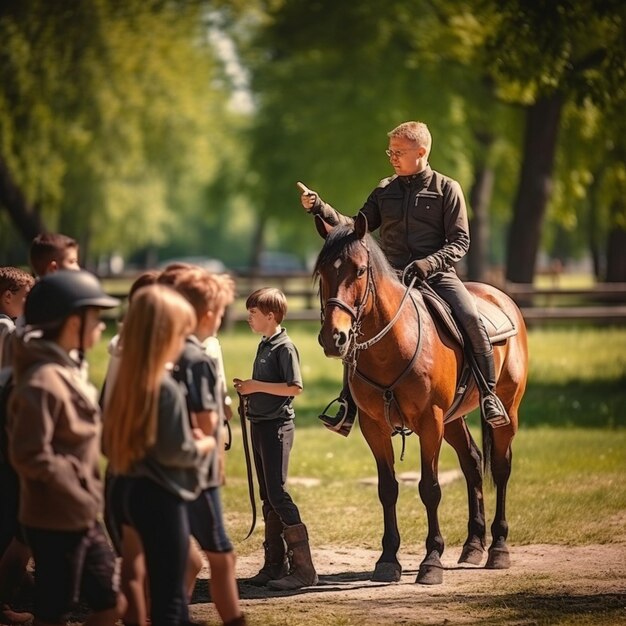 un hombre a caballo con un caballo con un cartel que dice " no ".