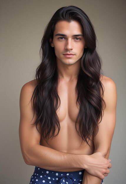 Foto un hombre con el cabello largo y una camisa que dice no