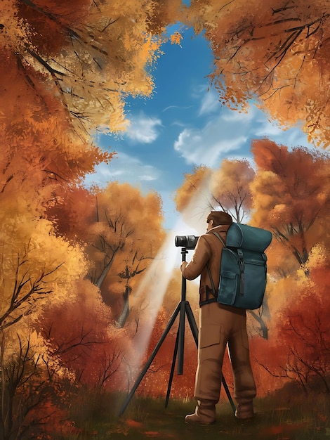 un hombre con una cámara y un fondo de cielo