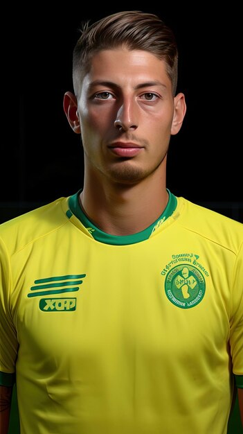 Foto un hombre con una camisa amarilla y verde con el número 4 en ella