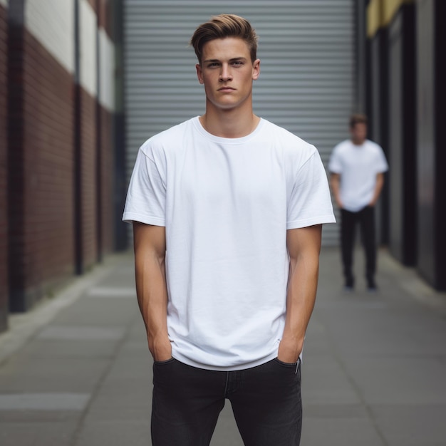 un hombre con una camisa blanca