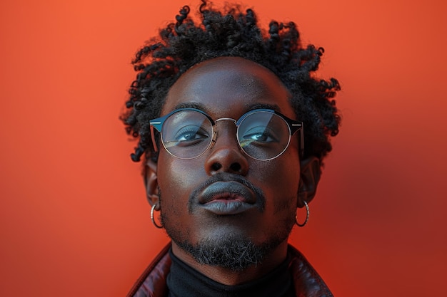 Hombre de camisa negra con gafas IA generativa