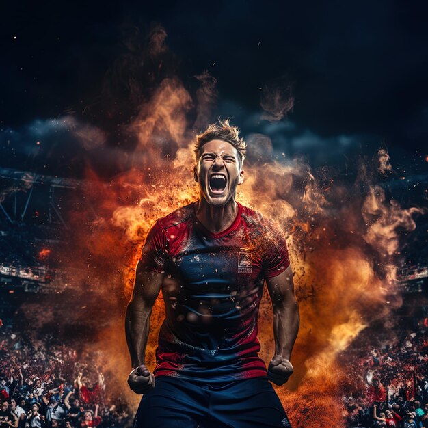 un hombre con una camisa que dice fútbol en ella