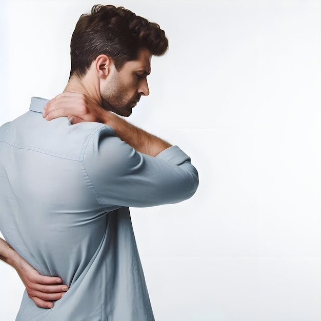 un hombre con una camisa que dice "nadie está en la parte de atrás de su cuello"