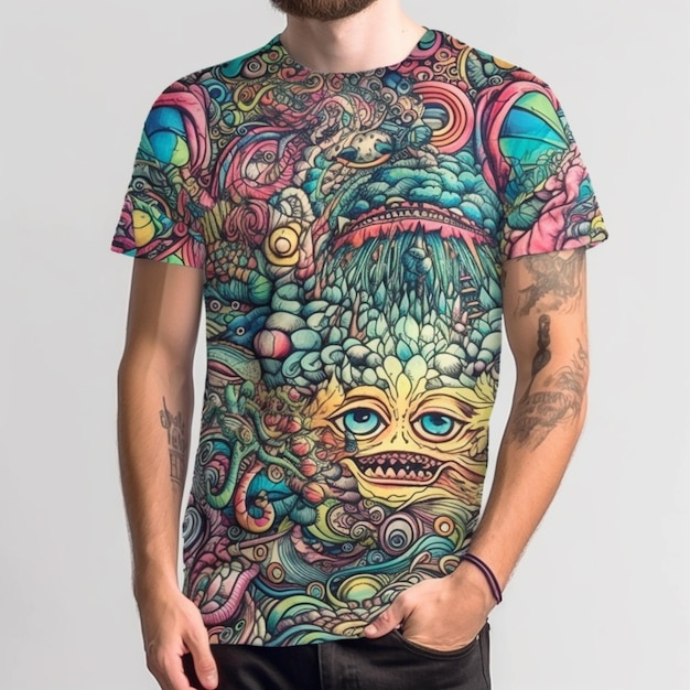 Un hombre con una camiseta que dice "alien"