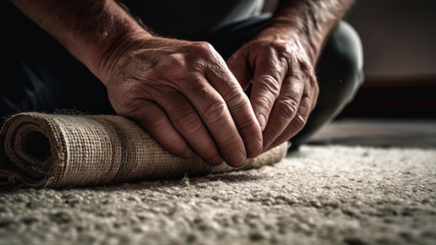 Foto hombre cargando un piso