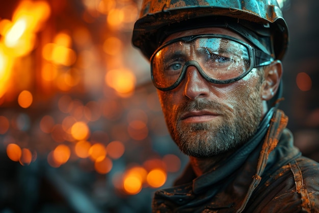 Hombre con casco y gafas