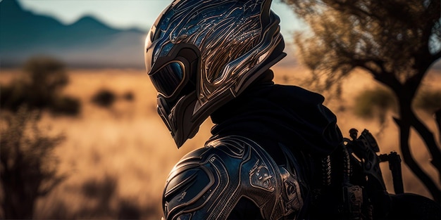 Un hombre con un casco con la palabra veneno.