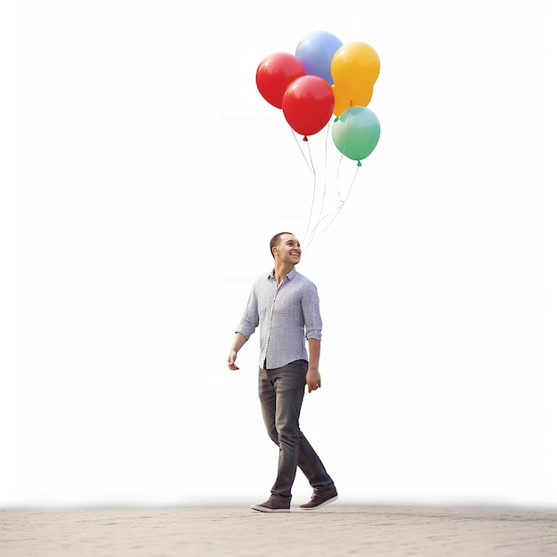 Hombre casualmente elegante con globo