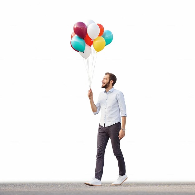 Hombre casualmente elegante con globo