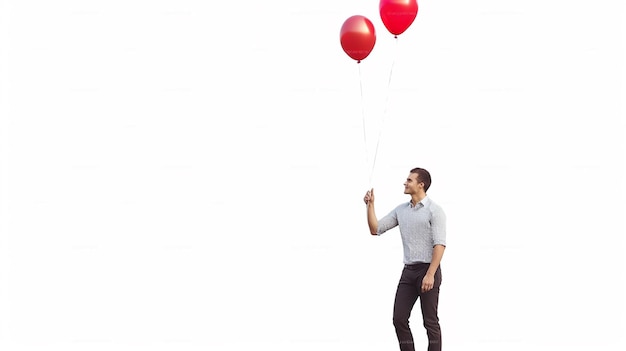 Hombre casualmente elegante con globo