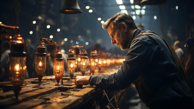 Hombre caucásico trabajador ingeniero mecánico construcción industrial y mantenimiento y máquina de seguridad