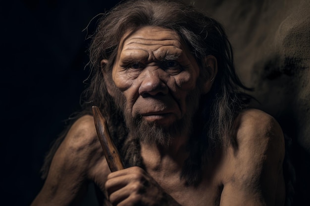 Hombre de las cavernas prehistórico neandertal Generar Ai