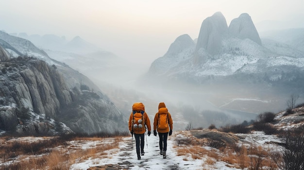 Hombre de caza en la montaña Fondo de pantalla creativo de fotografía de alta definición.