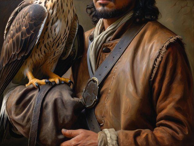 Foto un hombre con una chaqueta de cuero que dice falconon es