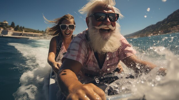 Hombre y chica con agua.