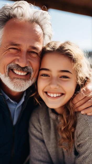 un hombre y una chica sonriendo para la cámara