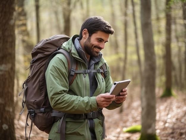 hombre de Colombia usando un teléfono inteligente para comunicarse en línea