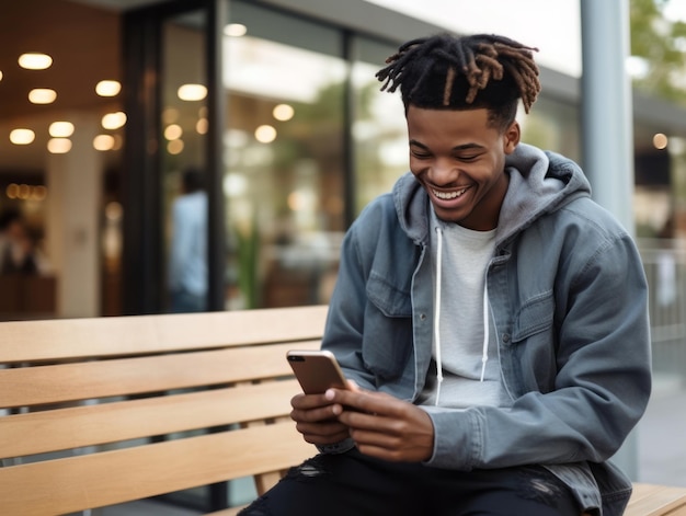 hombre de Colombia usando un teléfono inteligente para comunicarse en línea