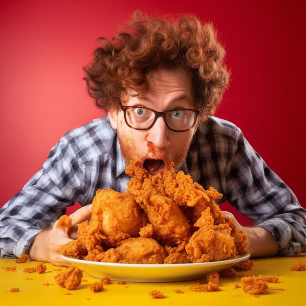 hombre comiendo comida deliciosa