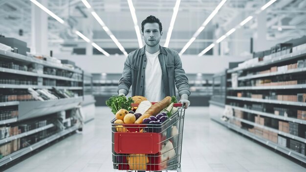 Hombre comprando en un concepto de compras de supermercado