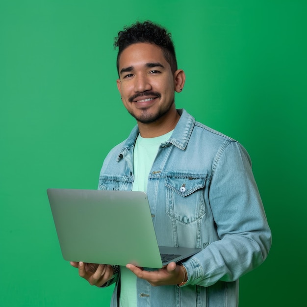 Foto hombre con una computadora portátil