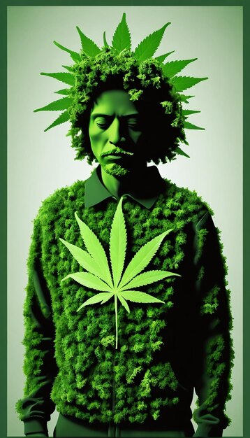 Hombre conceptual compuesto de marihuana