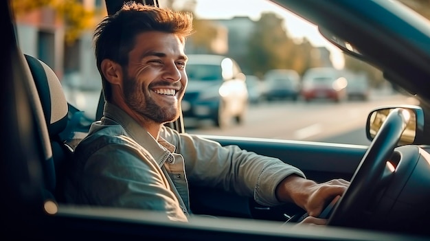 Foto hombre conduciendo un coche