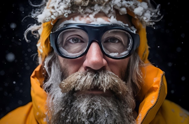 Hombre congelado de montaña Hielo blanco fresco Generar Ai