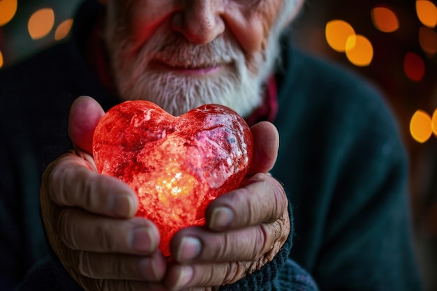 Un hombre con un corazón radiante