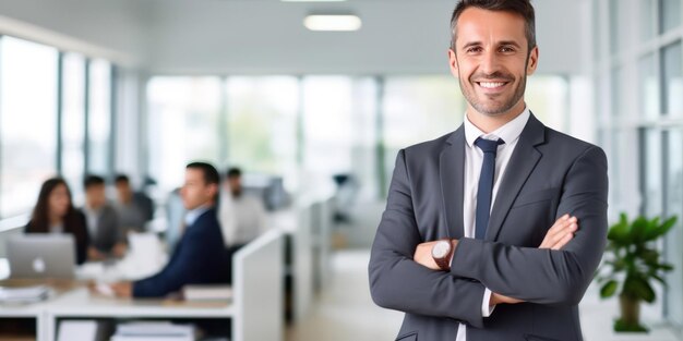 Foto hombre corporativo confiado con los brazos cruzados