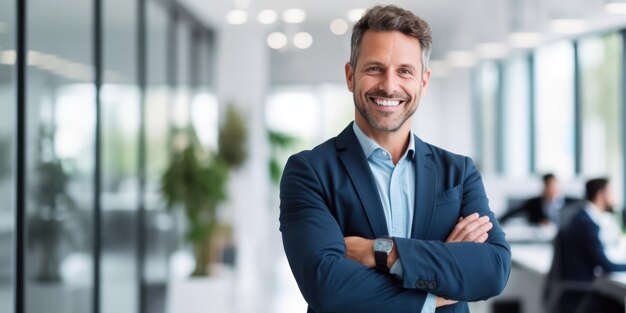 Hombre corporativo confiado con los brazos cruzados