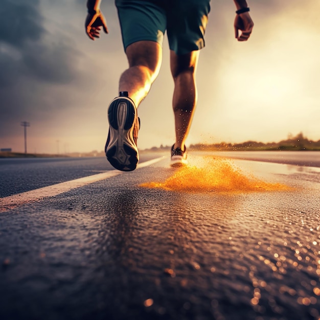 un hombre corriendo por una calle con un hombre corriendo en la calle.