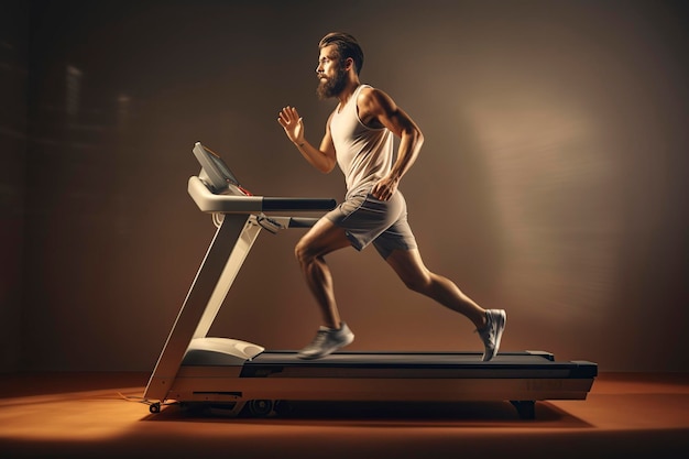 hombre corriendo en una cinta de correr en plena actividad