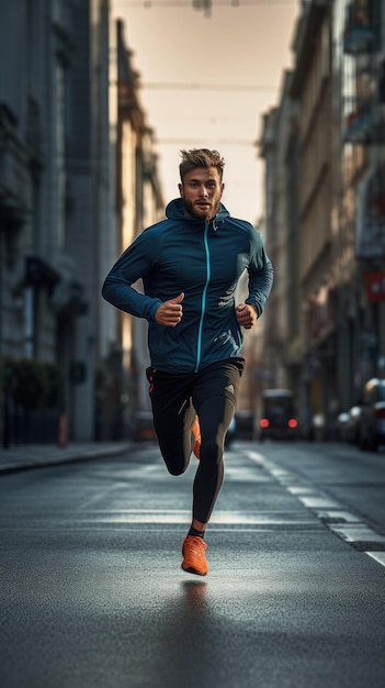 Un hombre corriendo en la ciudad