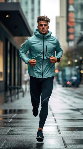 Un hombre corriendo en la ciudad