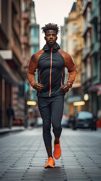 Un hombre corriendo en la ciudad