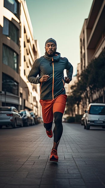 Un hombre corriendo en la ciudad