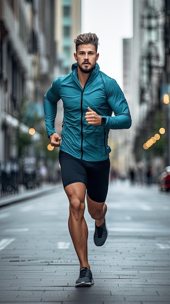 Un hombre corriendo en la ciudad