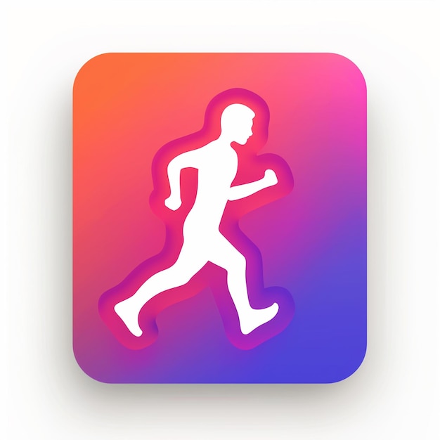 Foto un hombre corriendo en un cuadrado colorido con una imagen de un hombre correndo