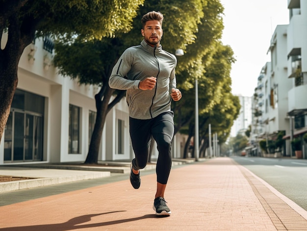 Foto hombre corriendo en una pista